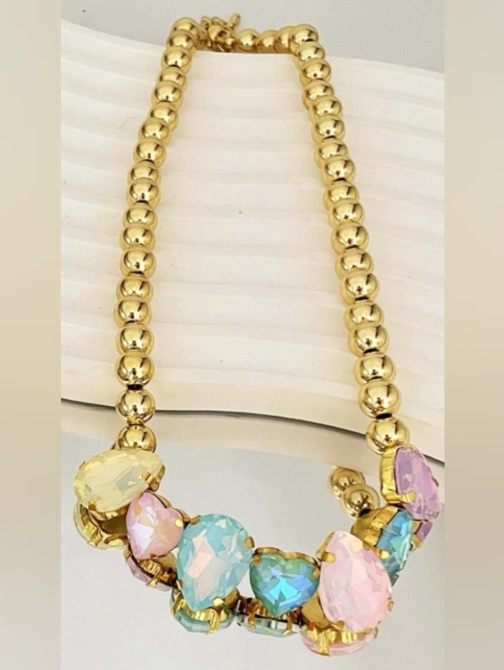 Gold-Tone Multi-Color Crystal Statement Necklace (Angel Cut)